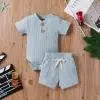 Mini Summer Button Romper Set