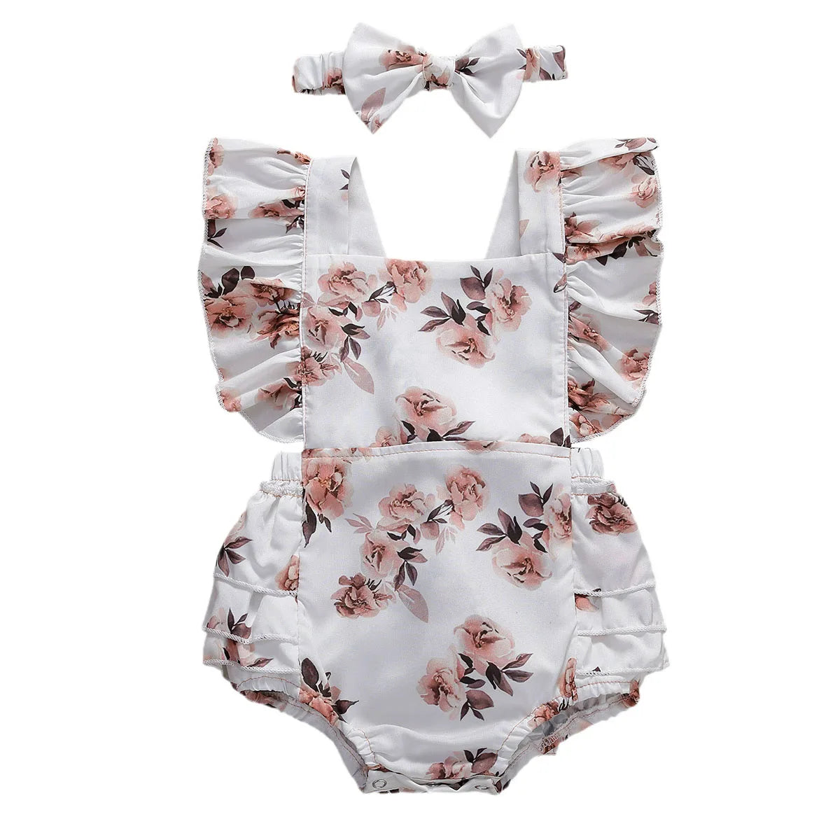 Mini Floral Ruffle Romper Set