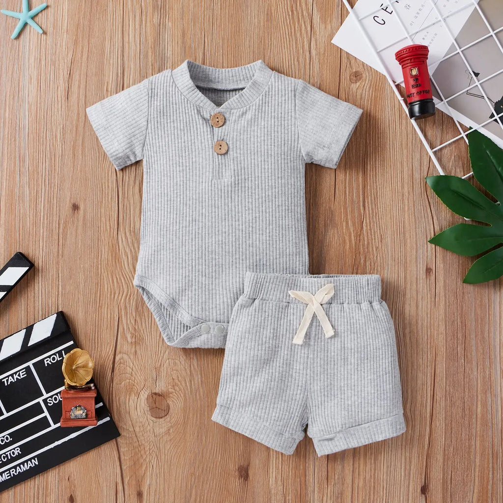 Mini Summer Button Romper Set