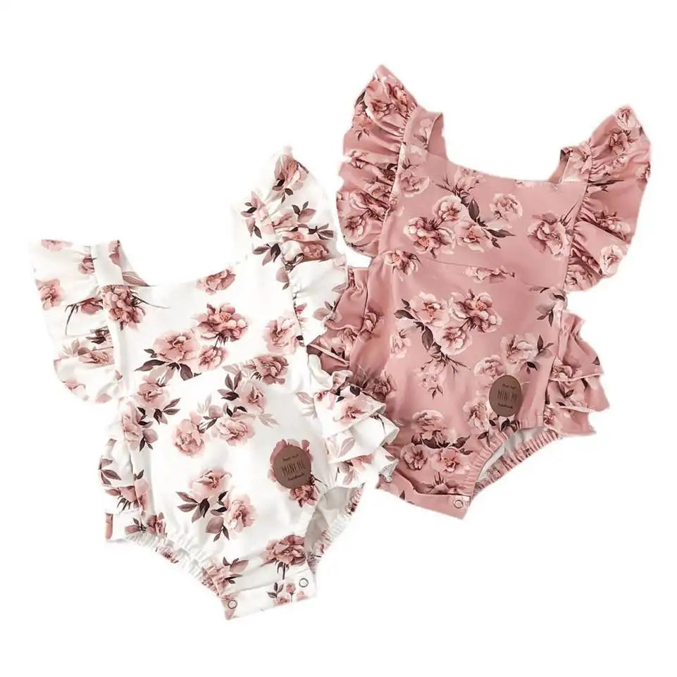 Mini Floral Ruffle Romper Set