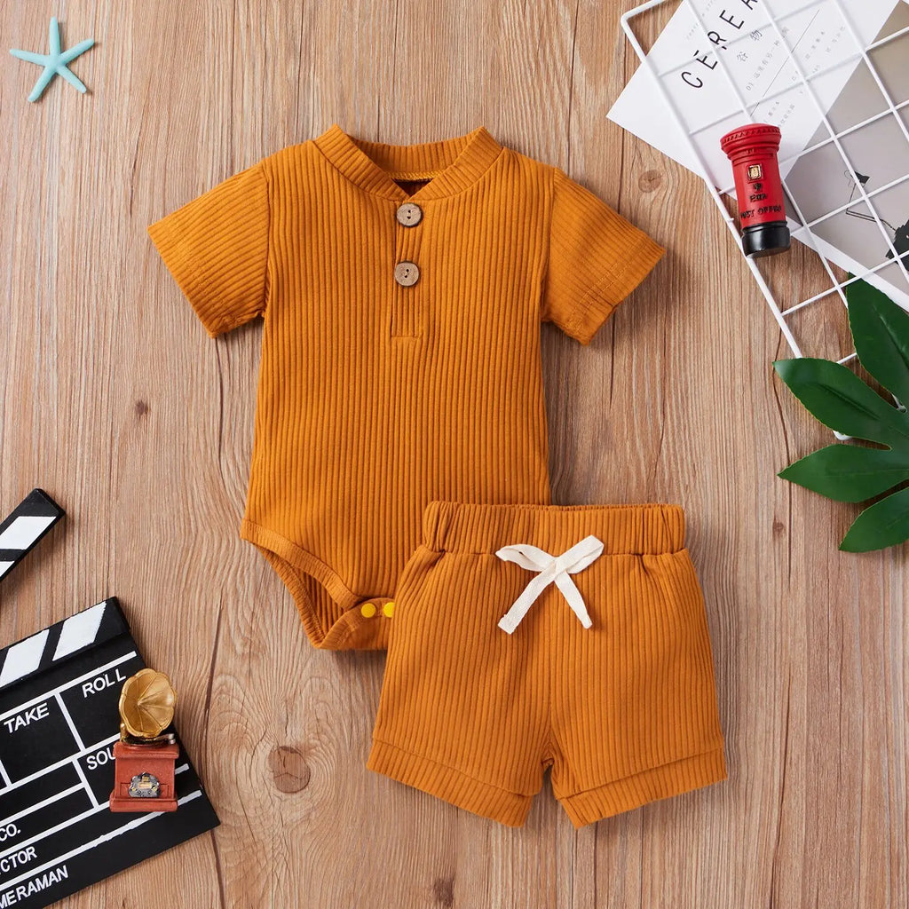 Mini Summer Button Romper Set