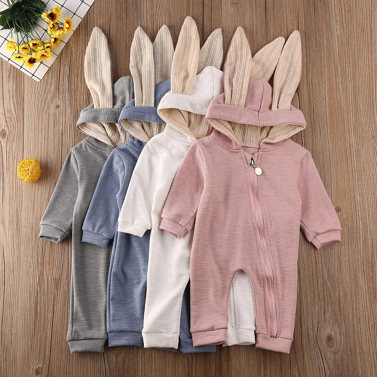 Mini Bunny Cotton Hooded Romper