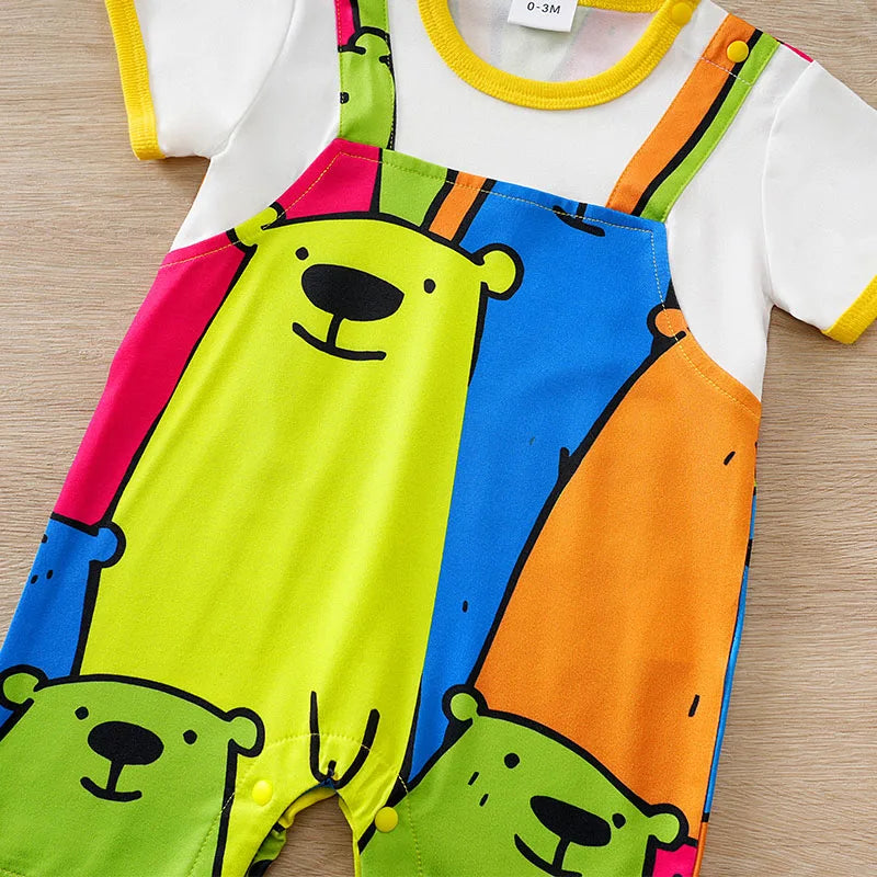 Mini Bear Suspender Romper