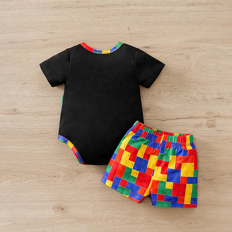 Mini Summer Block Print Romper