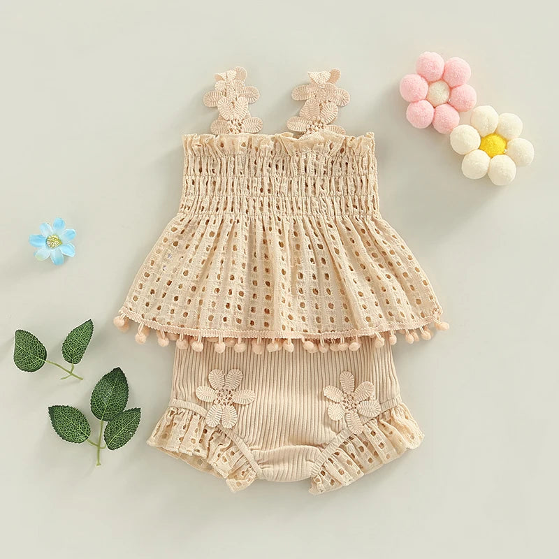 Mini Floral Tassel Shorts Set