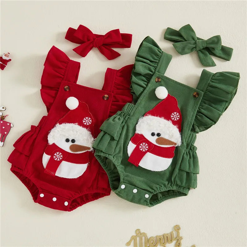 Mini Elk Christmas Romper Set