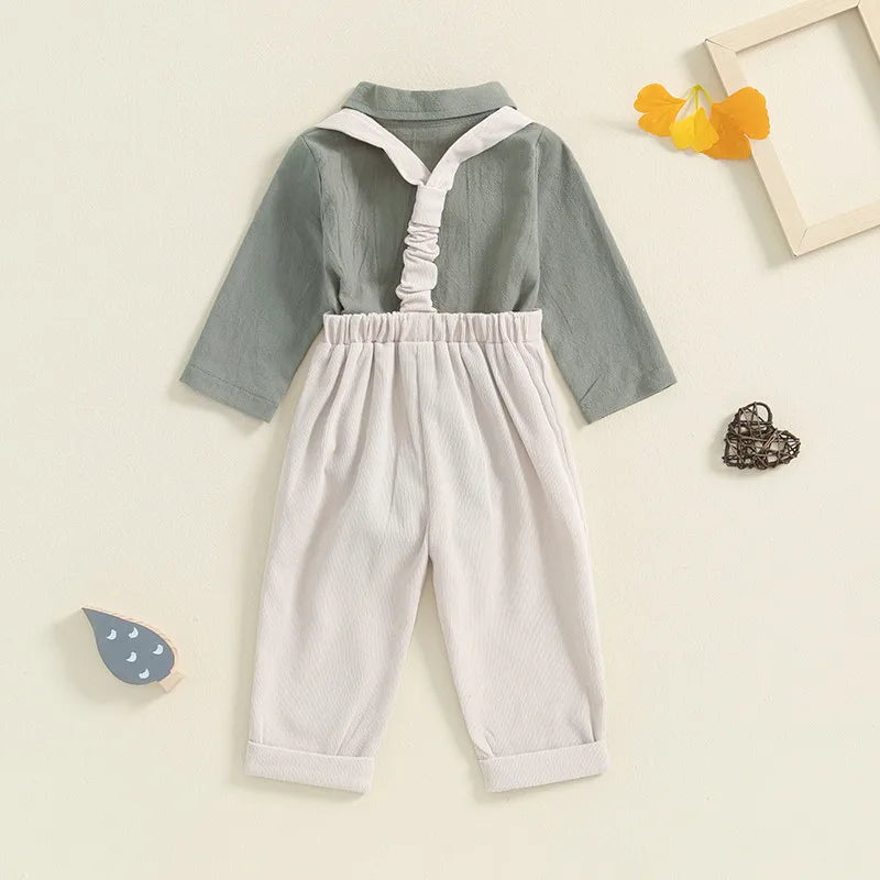Mini Bow Tie Suspender Romper Set