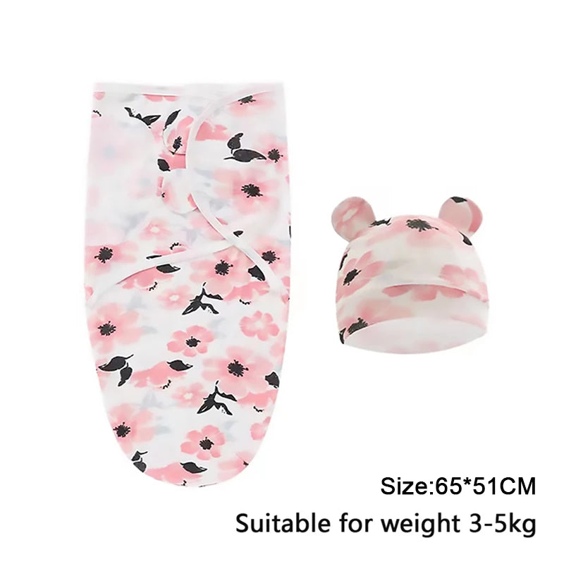 Mini Cartoon Swaddle & Hat Set