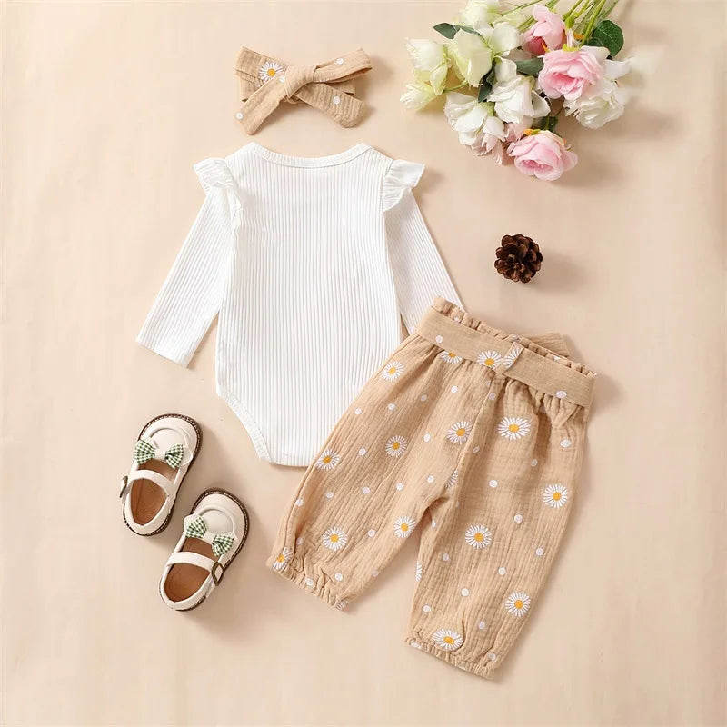Mini Daisy Ruffle Pants Set
