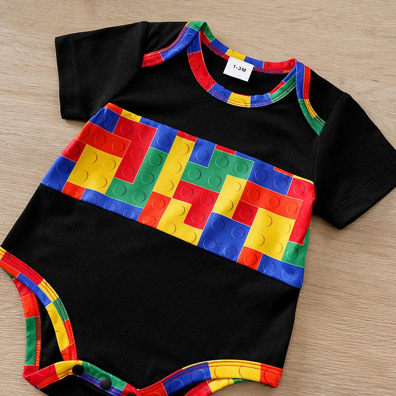 Mini Summer Block Print Romper