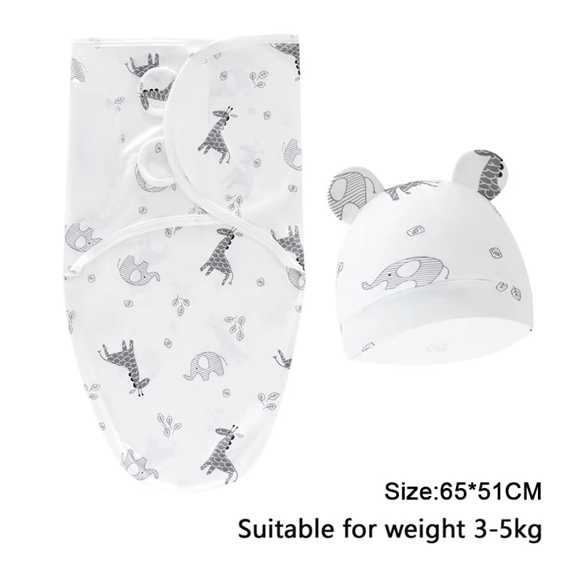 Mini Cartoon Swaddle & Hat Set