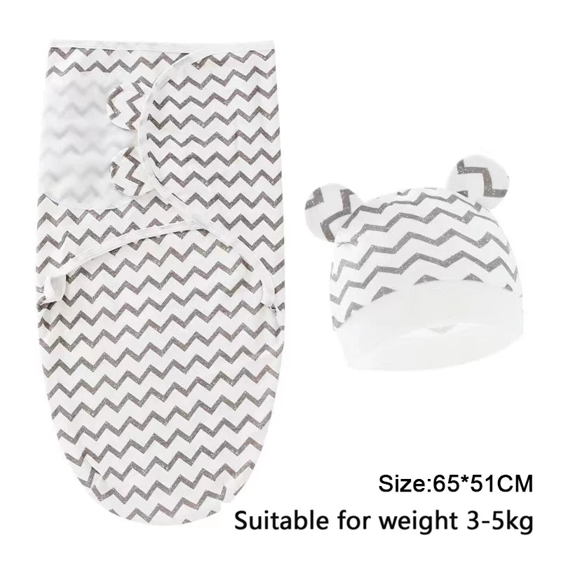 Mini Cartoon Swaddle & Hat Set