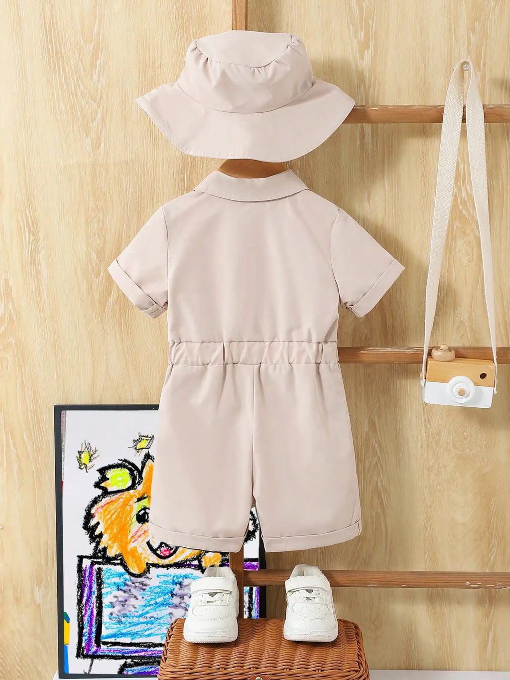 Mini Cartoon Lapel Romper Set