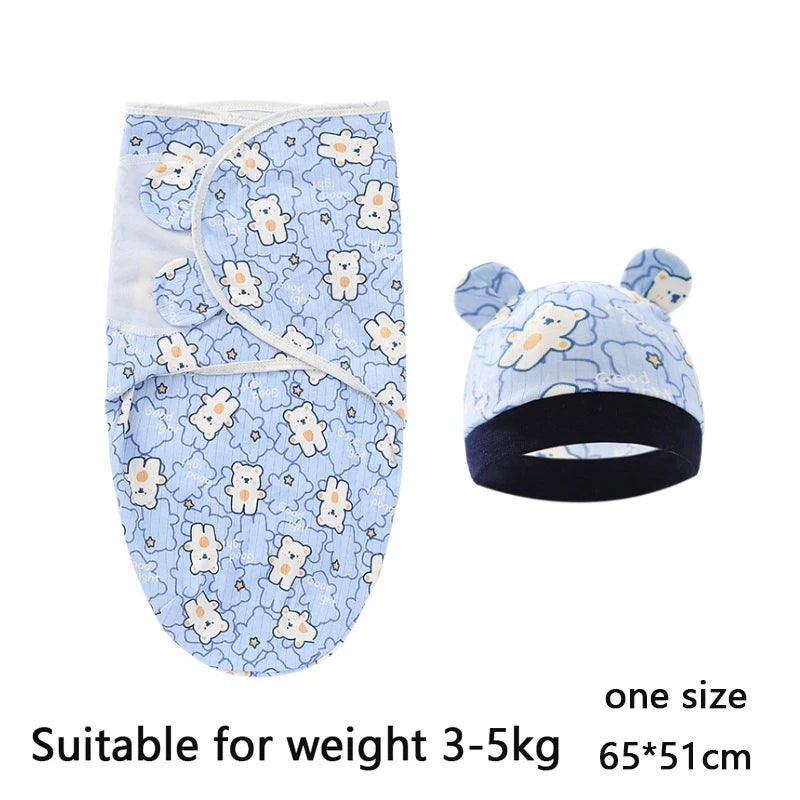 Mini Cartoon Swaddle & Hat Set