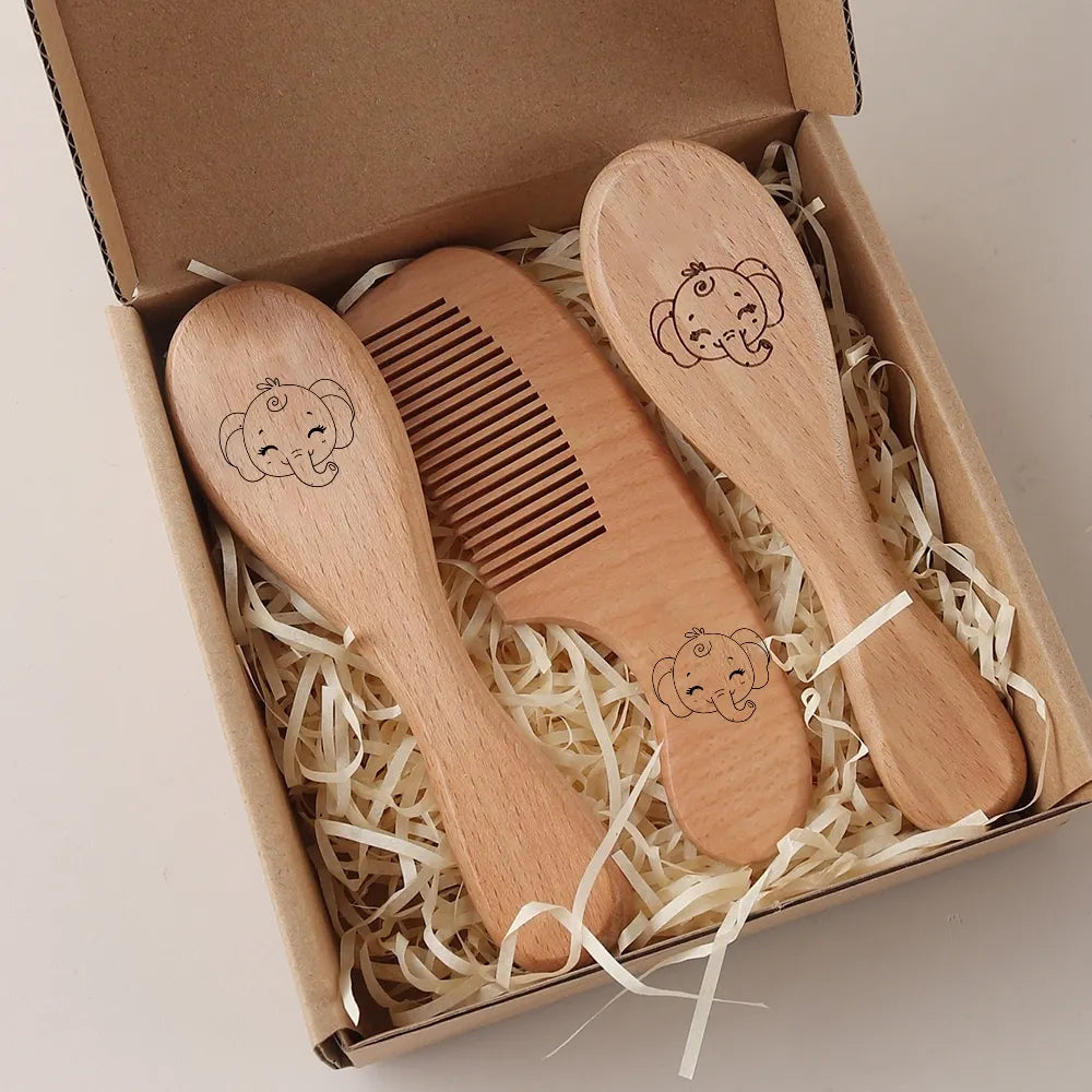Mini Baby Brush Set – 3pcs Natural Wood
