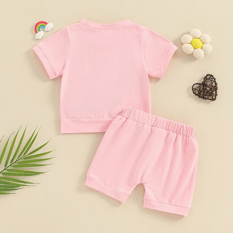 Mini Floral Embroidered Shorts Set