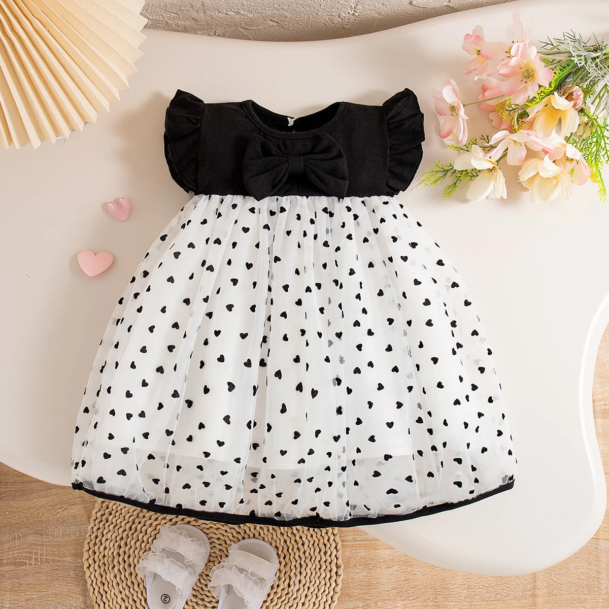 Mini Bow Flutter Sleeve Dress