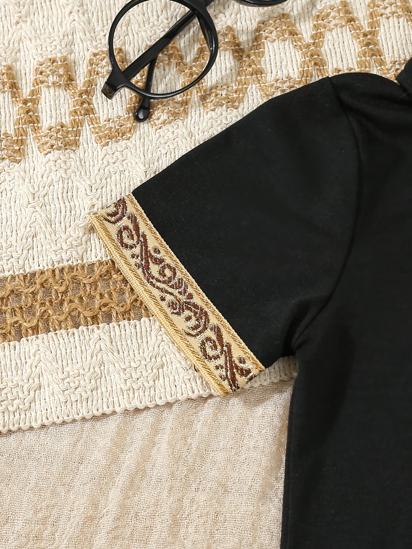 Mini Ethnic Suspender Romper Set