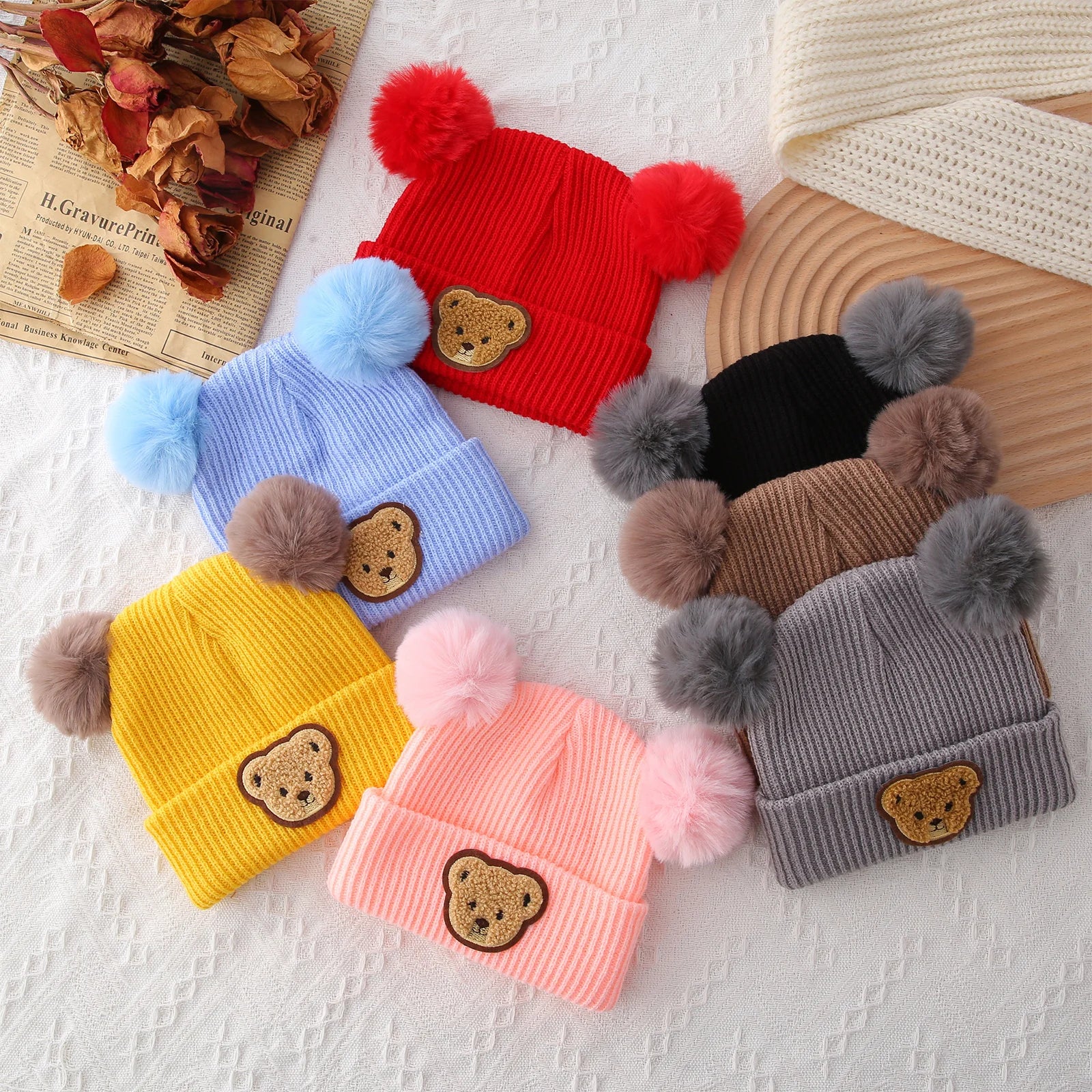 Mini Bear Knit Winter Hat