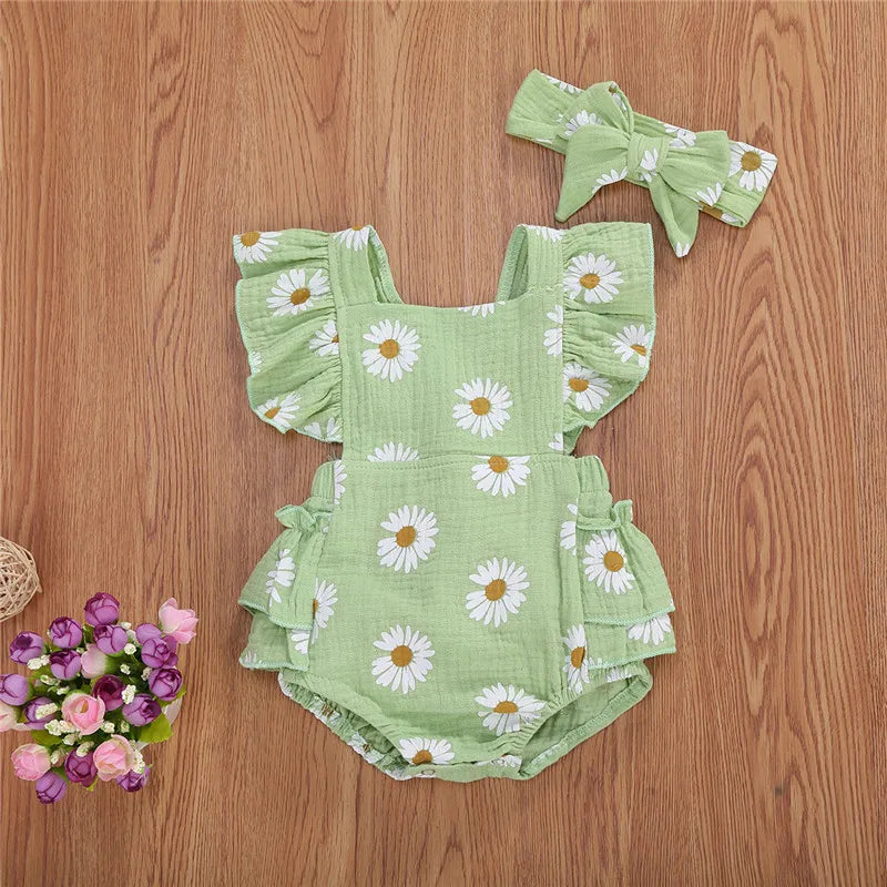 Mini Floral Ruffle Romper Set