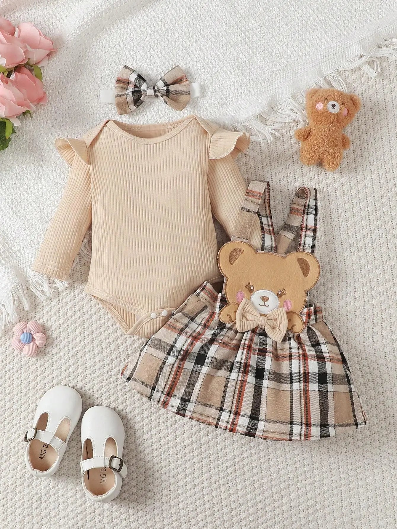 Mini Bear Ruffle Jumpsuit Set