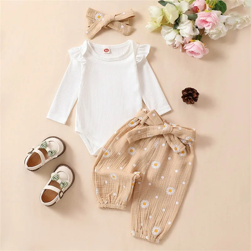 Mini Daisy Ruffle Pants Set