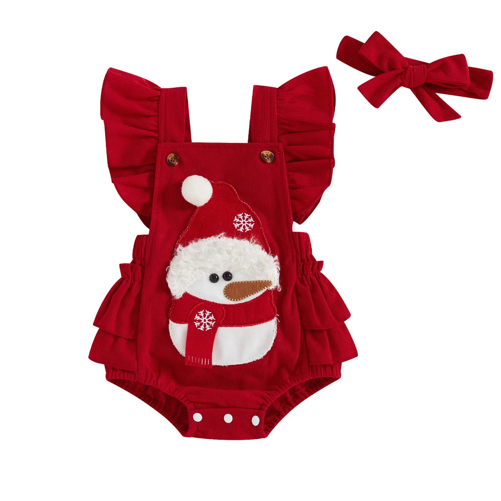 Mini Elk Christmas Romper Set