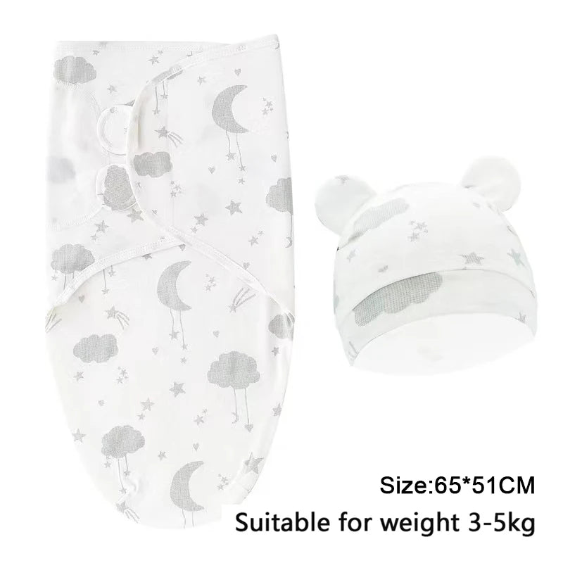 Mini Cartoon Swaddle & Hat Set