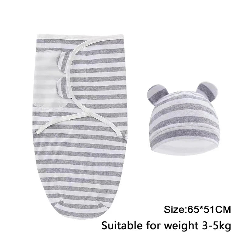 Mini Cartoon Swaddle & Hat Set