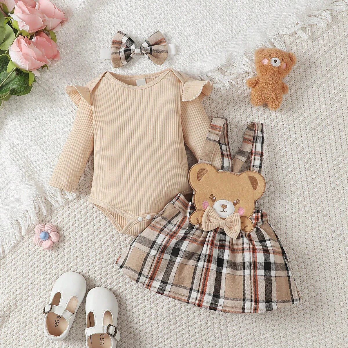 Mini Bear Ruffle Jumpsuit Set