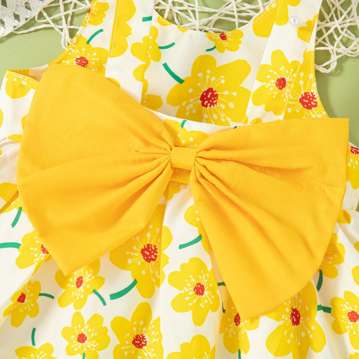 Mini Floral Bow Dress & Hat Set