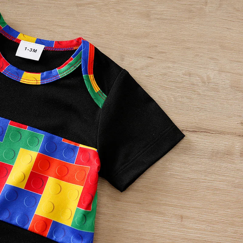 Mini Summer Block Print Romper