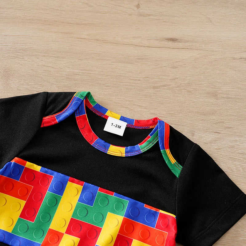 Mini Summer Block Print Romper