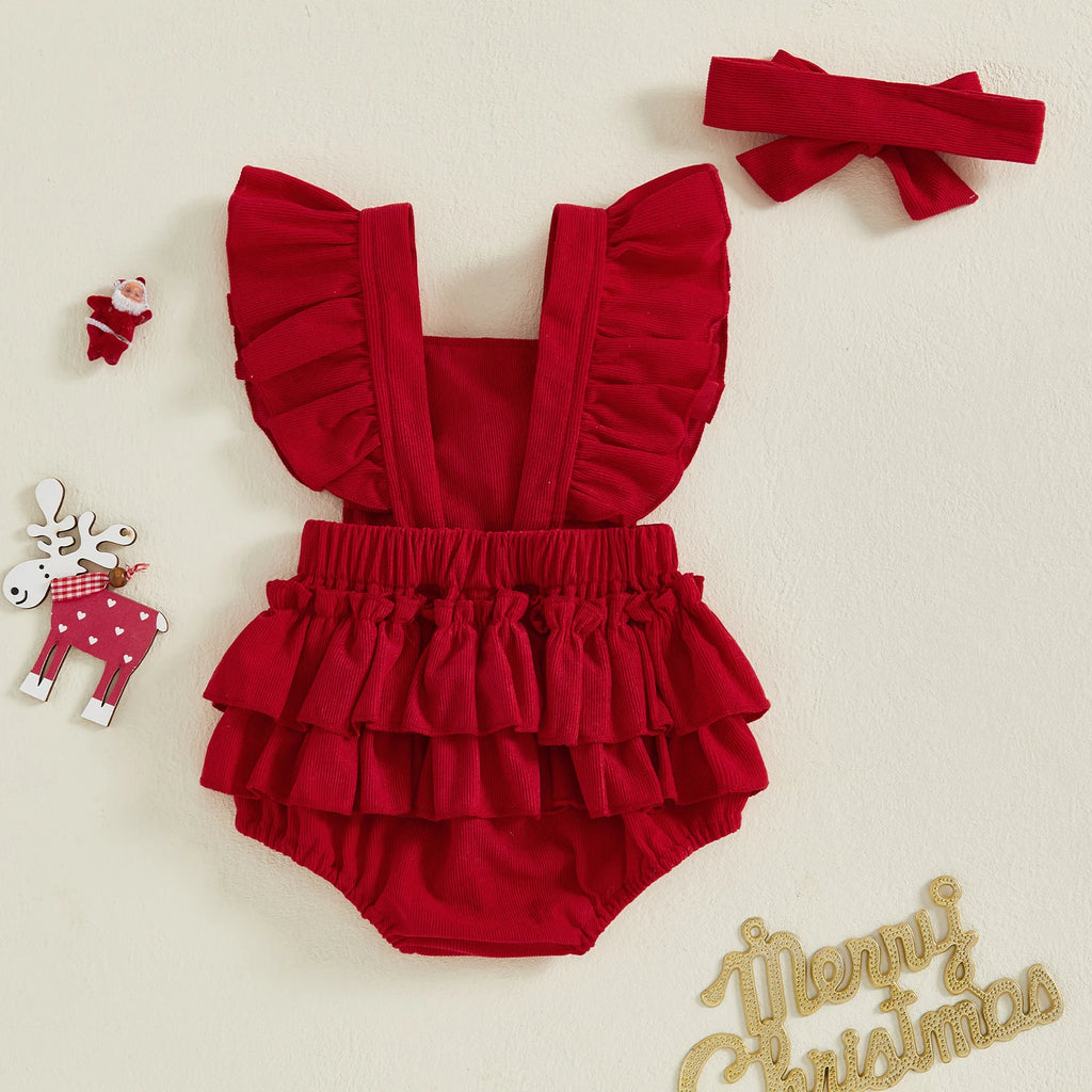 Mini Elk Christmas Romper Set