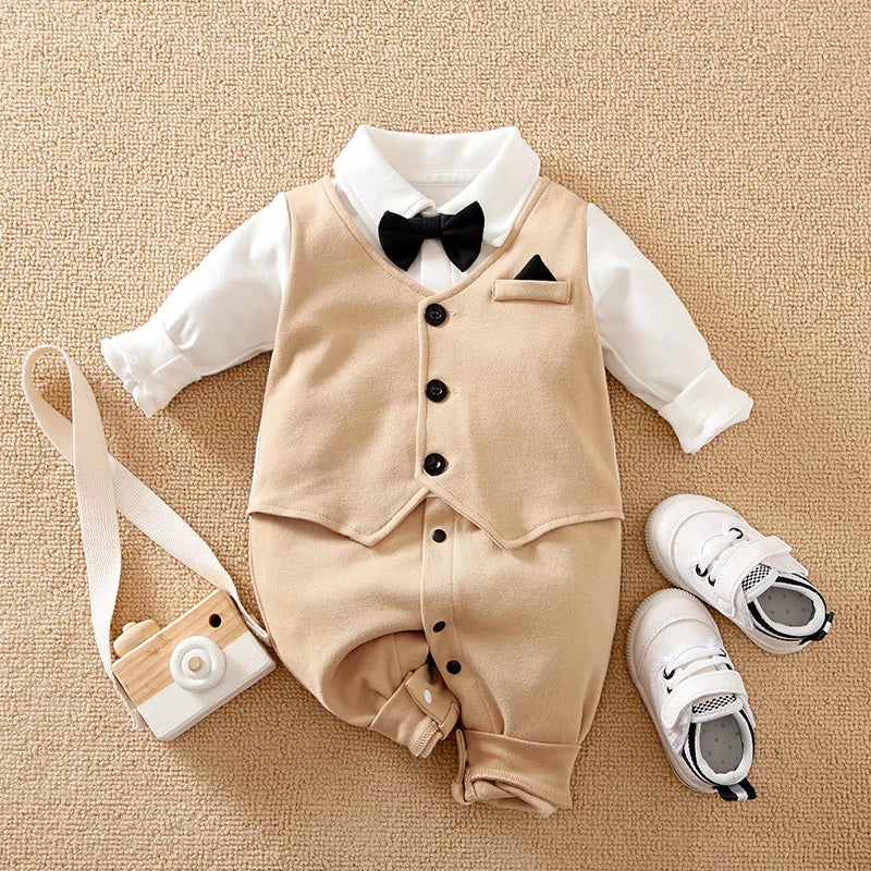 Mini Khaki Gentleman Romper