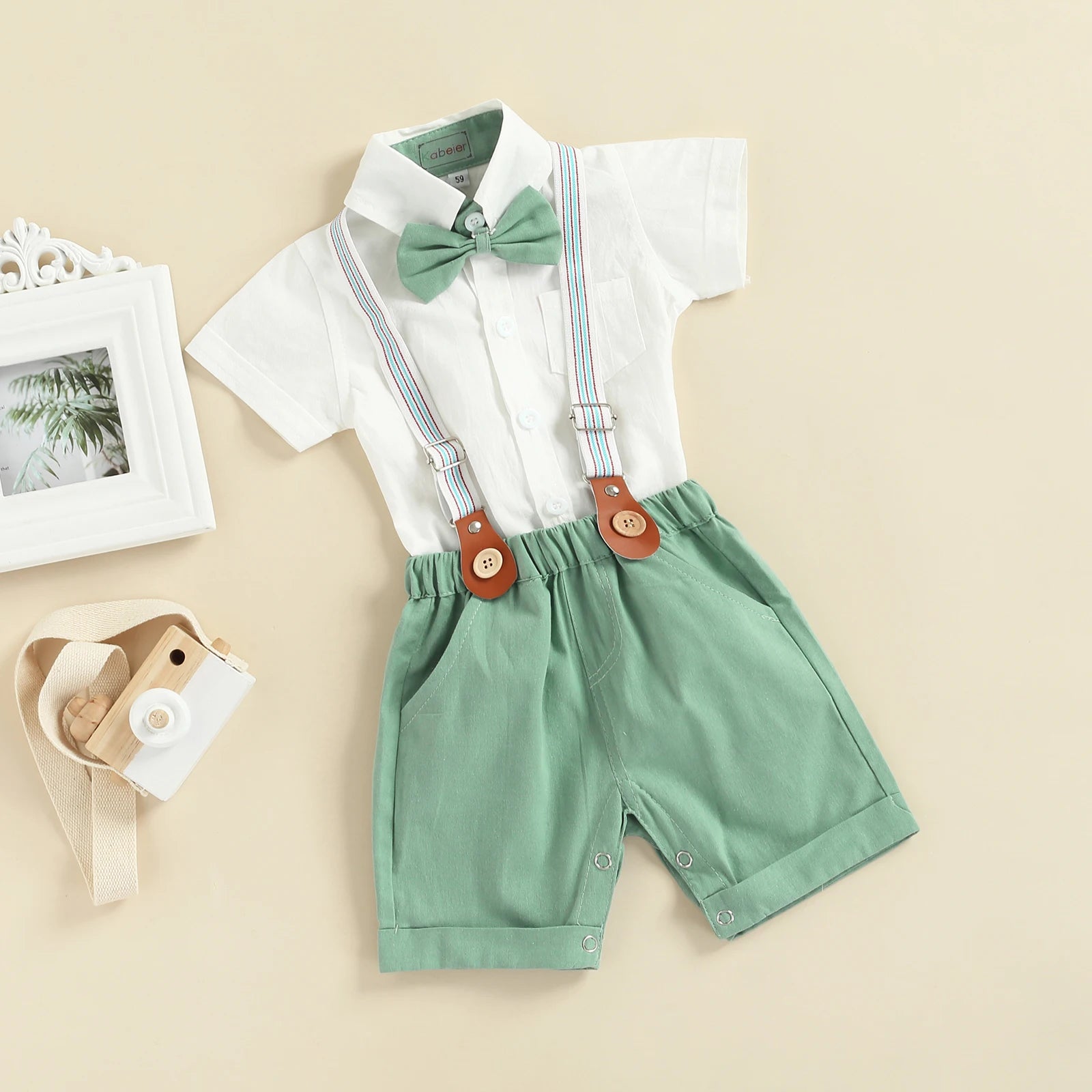 Mini Suspender Pants Set