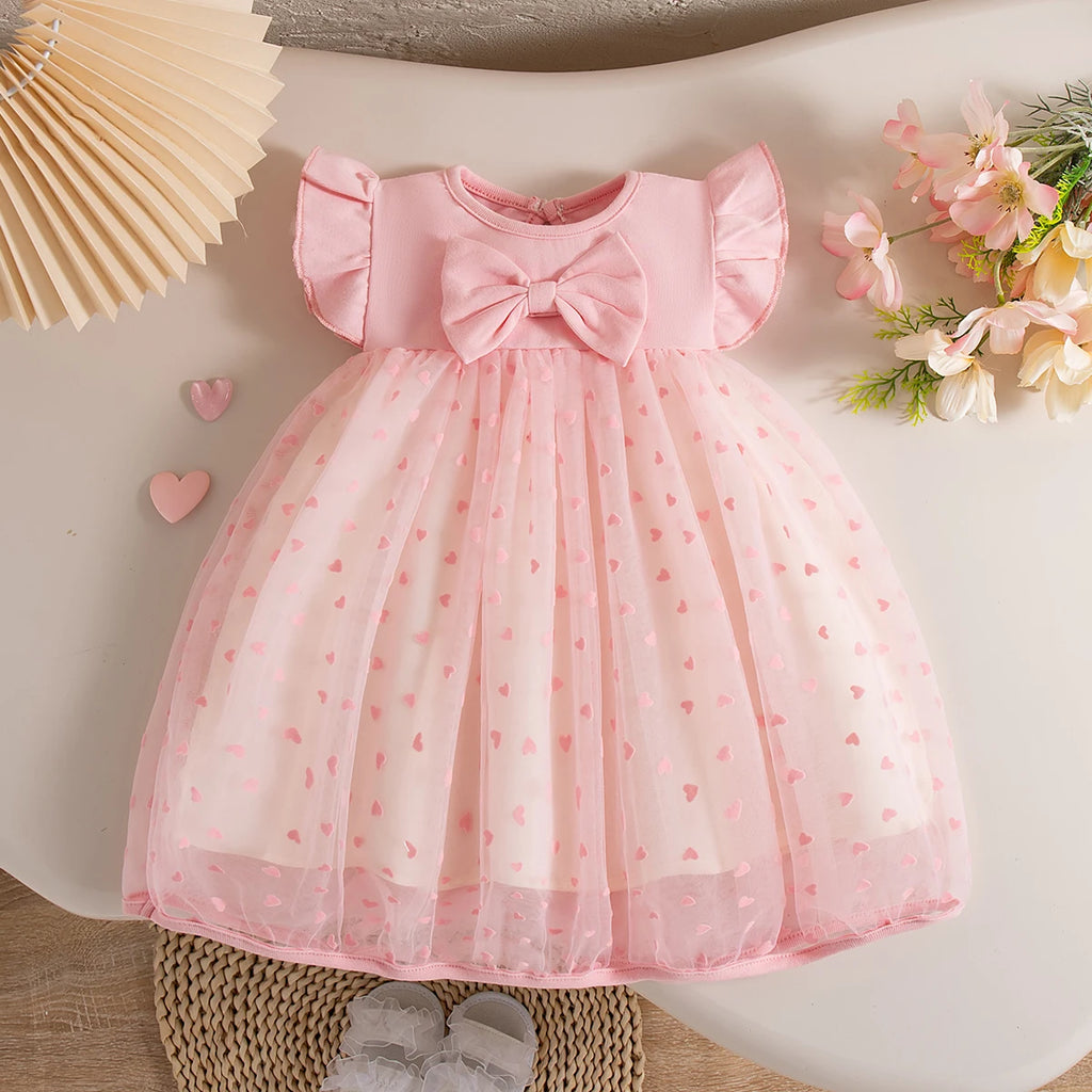 Mini Bow Flutter Sleeve Dress