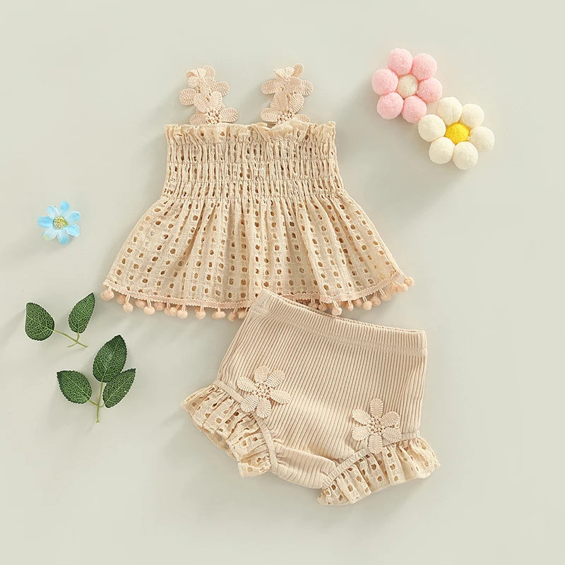 Mini Floral Tassel Shorts Set