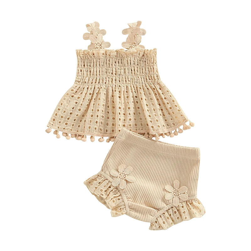 Mini Floral Tassel Shorts Set