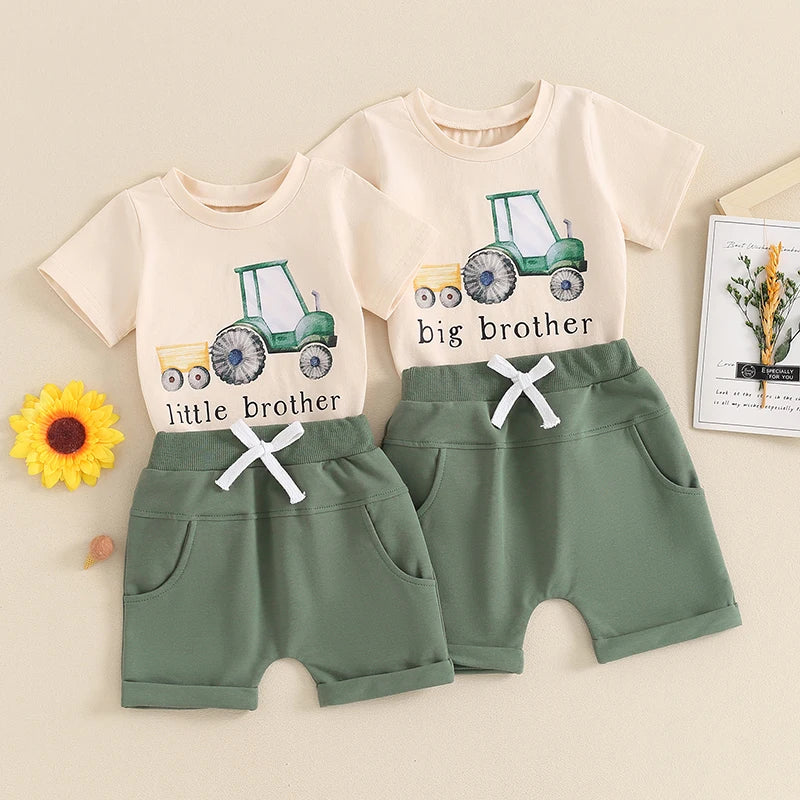 Mini Tractor Shorts Set