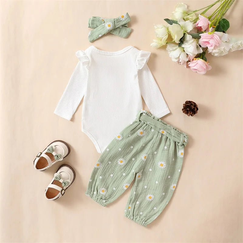 Mini Daisy Ruffle Pants Set
