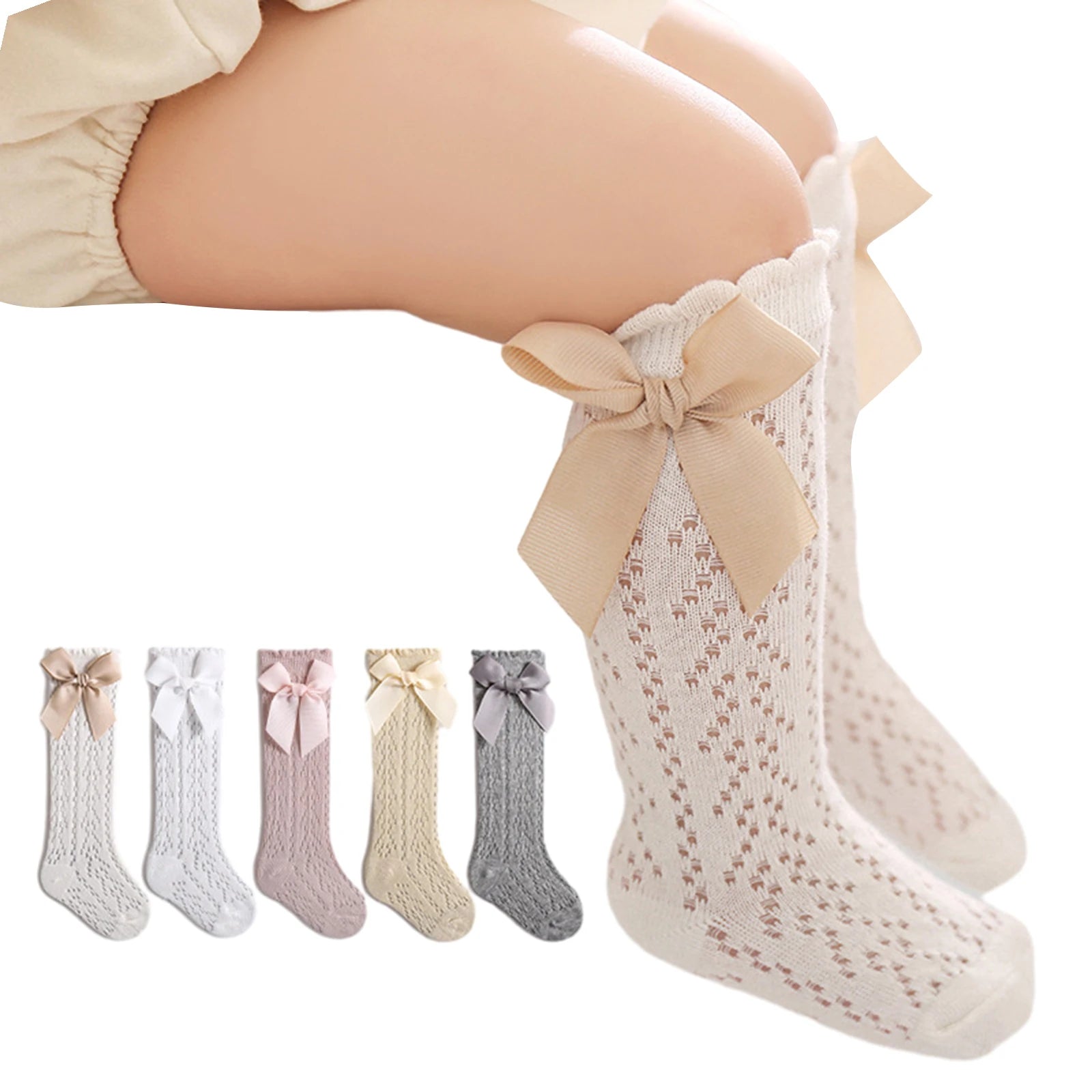 Mini Bow Mesh Knee Socks