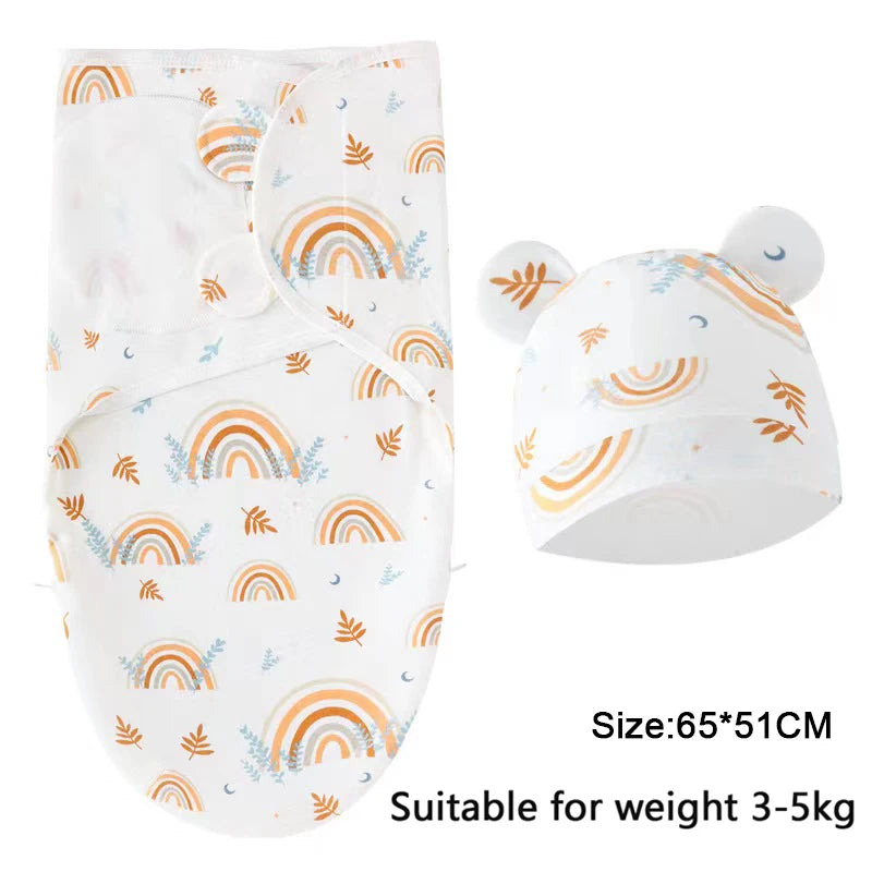 Mini Cartoon Swaddle & Hat Set