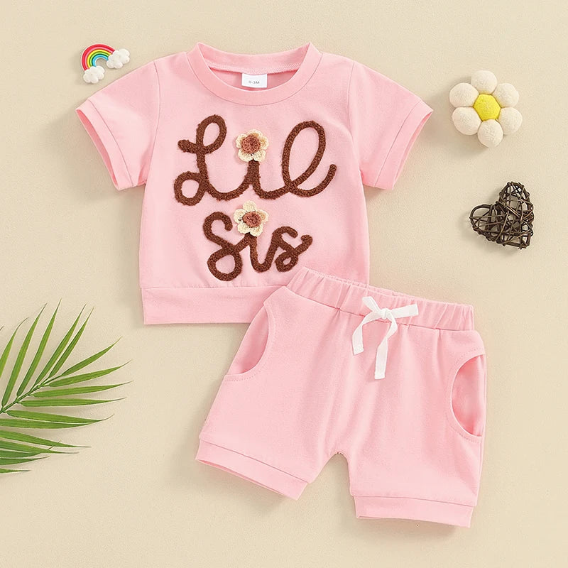 Mini Floral Embroidered Shorts Set