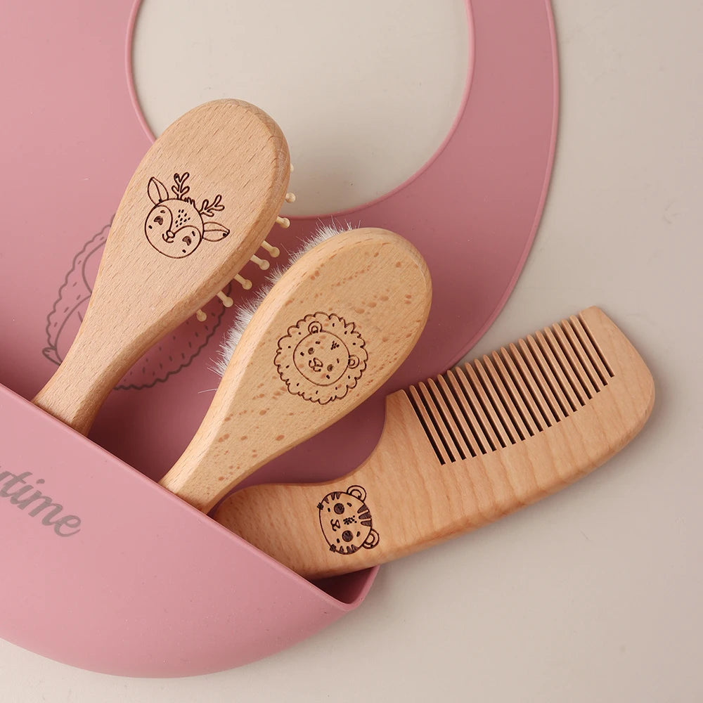 Mini Baby Brush Set – 3pcs Natural Wood