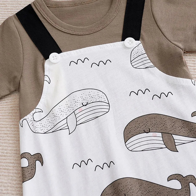 Mini Whale Suspender Romper