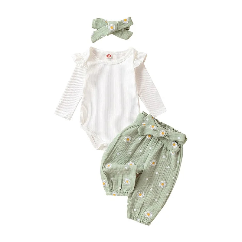 Mini Daisy Ruffle Pants Set