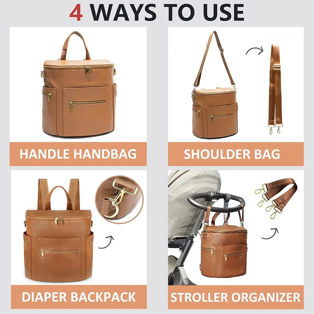 Mini PU Leather Diaper Bag