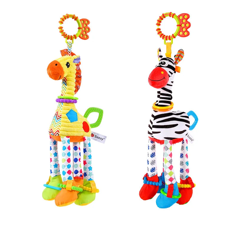Mini Animal Rattle – Soft Giraffe & Zebra