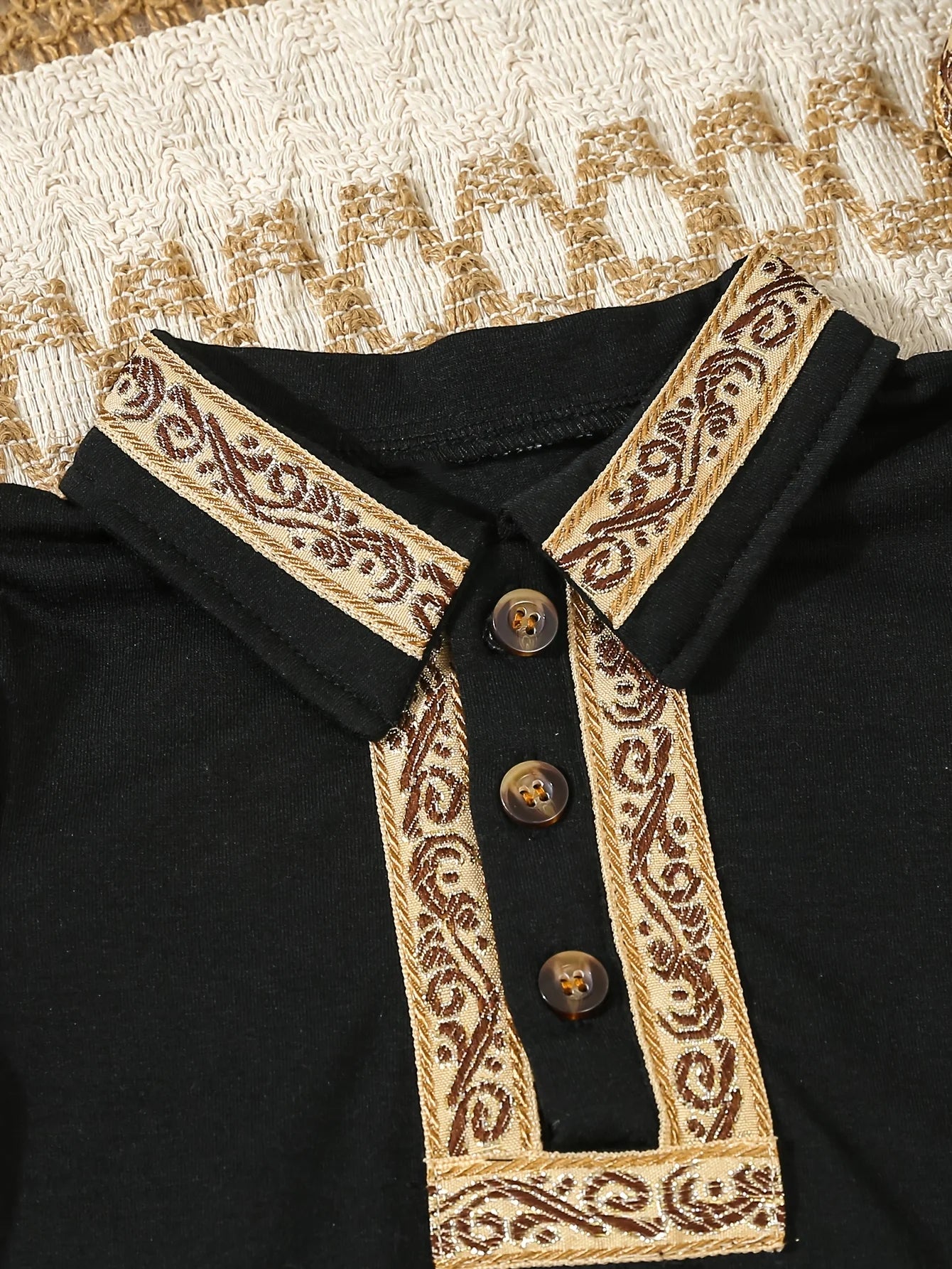 Mini Ethnic Suspender Romper Set